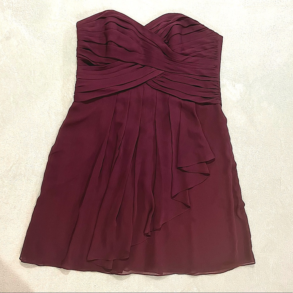 David’s Bridal bridesmaid Purple Knee length, ruched Dress
